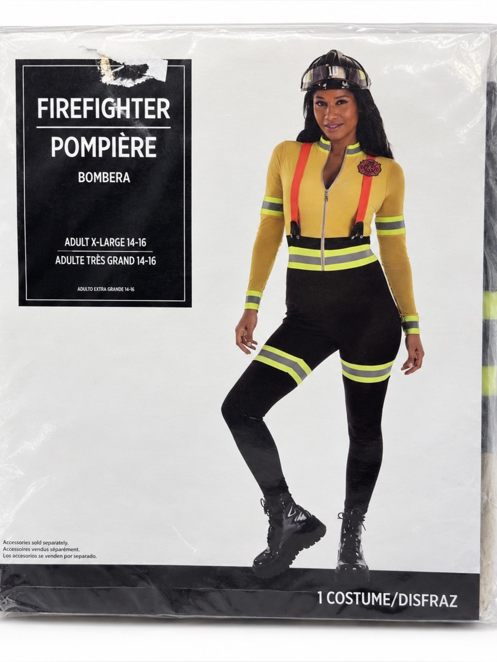 Amscan Women's Firefighter Costume Set XL 14-16: Catsuit & Badge